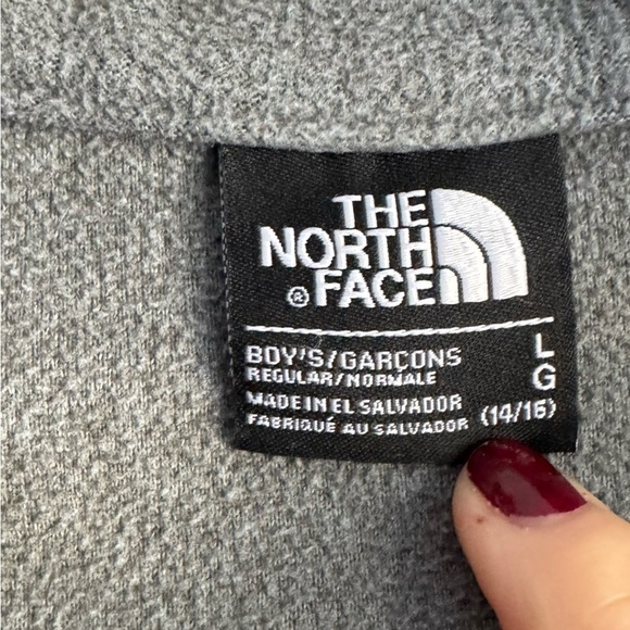 The North Face Boys Glacier 1/4 Zip Fleece Pullover Sweatshirt Red Gray Size L - Picture 4 of 7